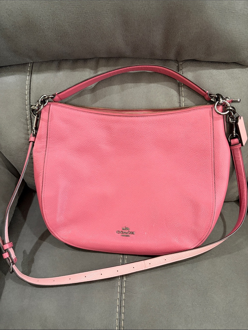 Coach Rose Pink Pebble Leather Shoulder Bag
